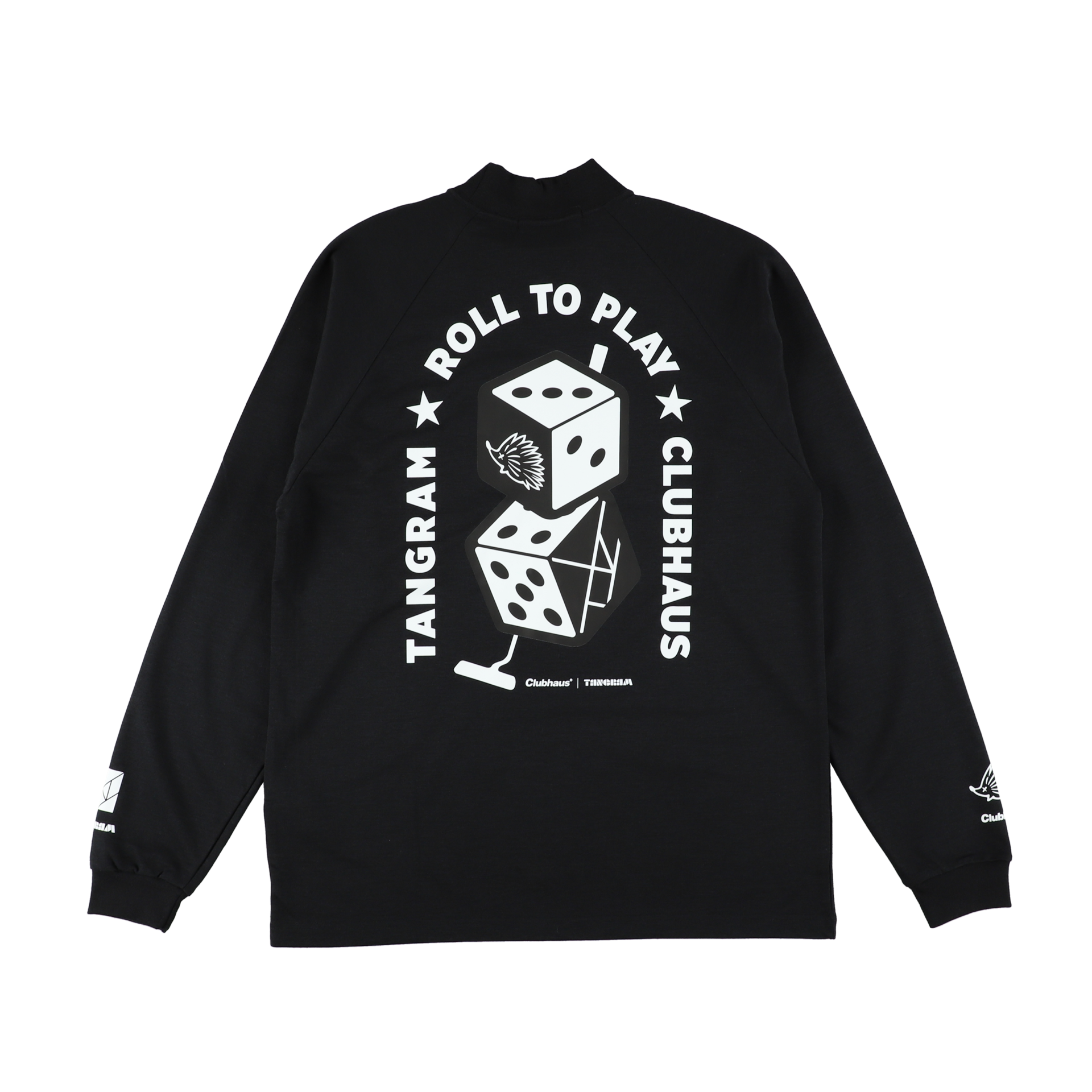 トップシークレットマン ツアーTシャツ ラババン ステッカー 3点セット CLUBHAUS × TANGRAM DICE AIR MOCKNECK TEE BLACK TGA-MT143
