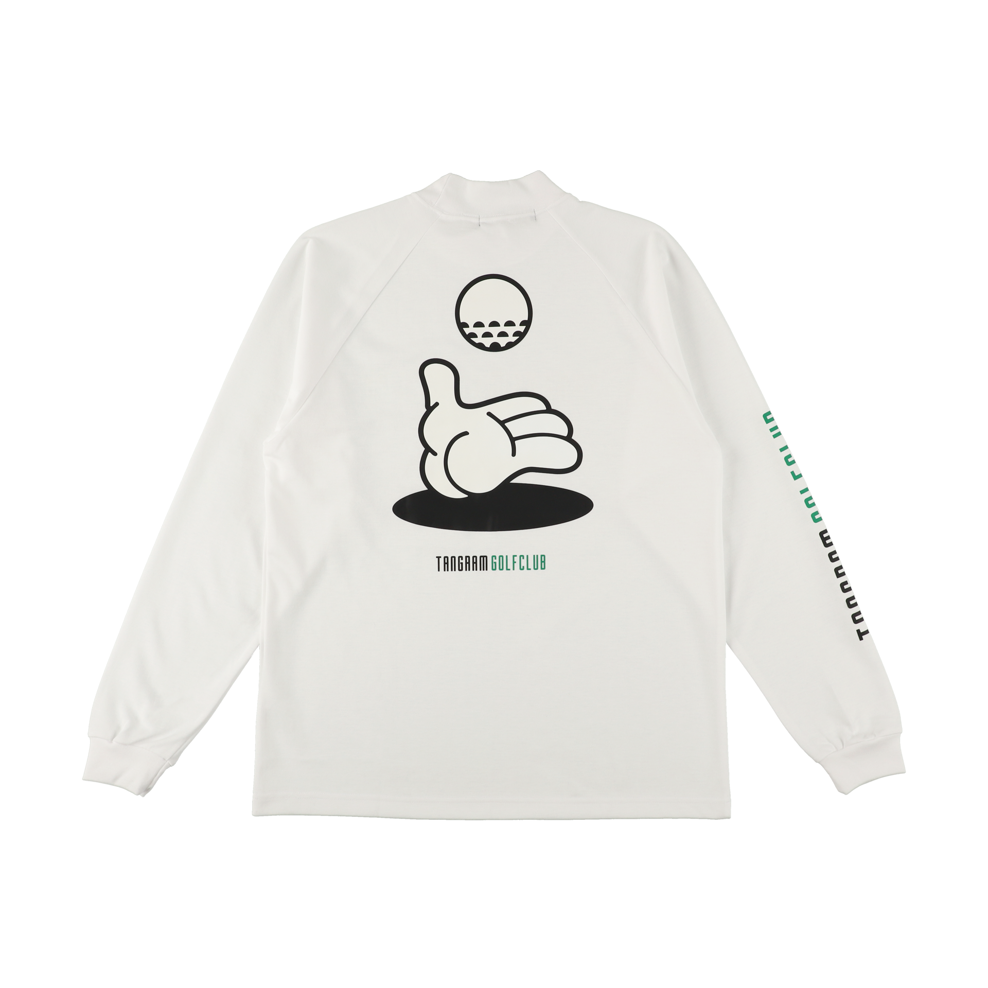 GOLF CLUB HAND ILLUST AIR MOCKNECK TEE WHITE TGA-MT170 – TANGRAM