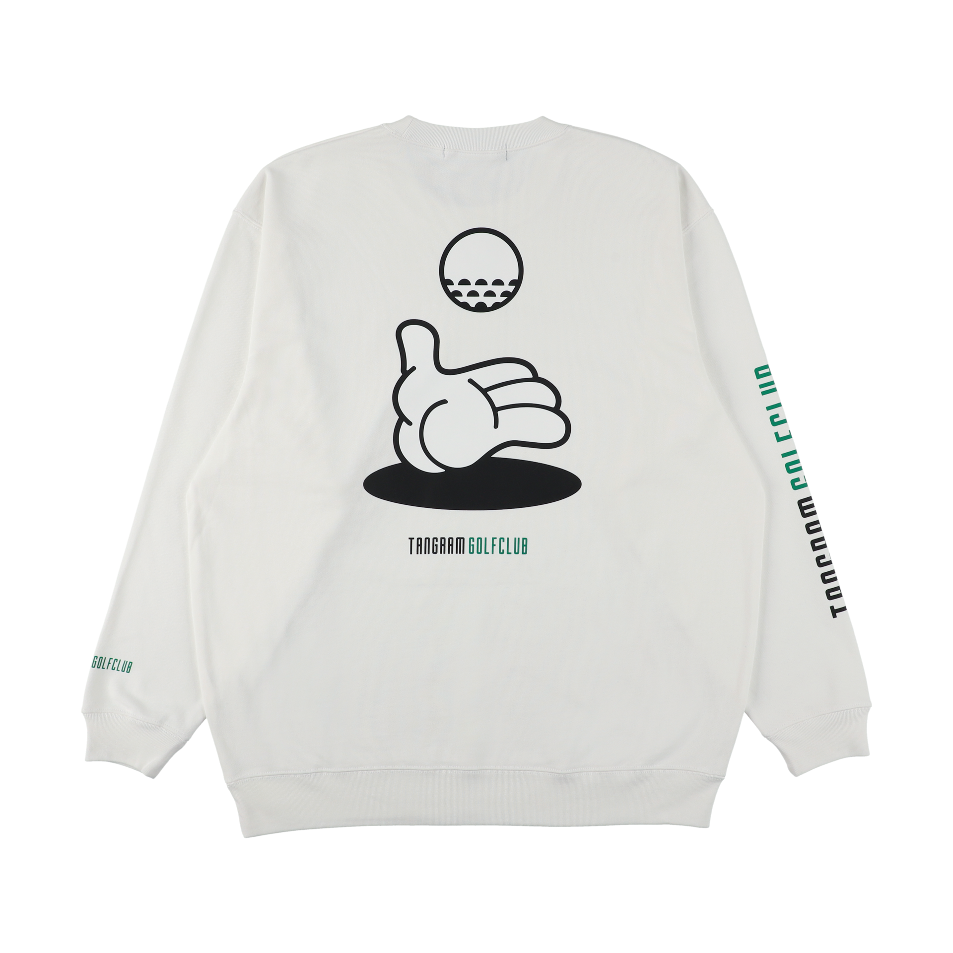 GOLF CLUB HAND ILLUST SWEAT CREW WHITE TGA-MT175 – TANGRAM