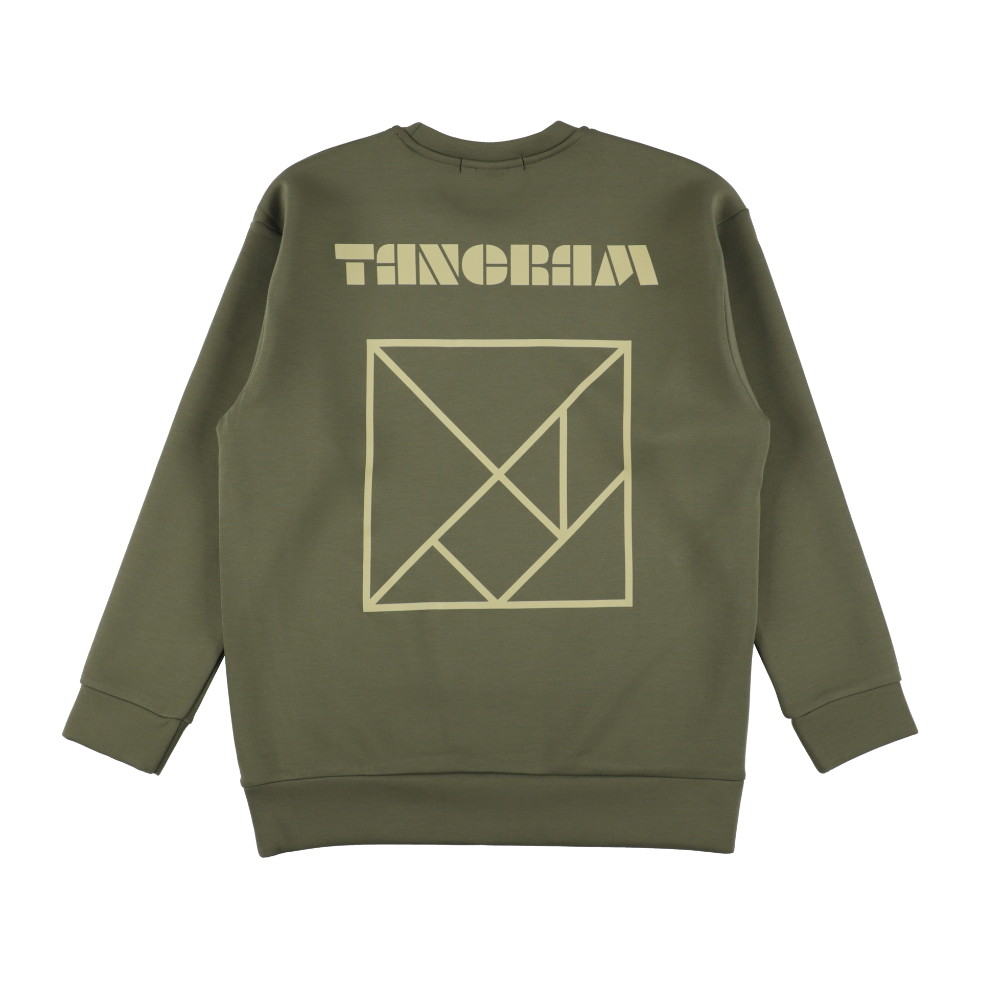 DOUBLE KNIT BASIC LOGO CREW OLIVE GREEN TGA-MT201 – TANGRAM