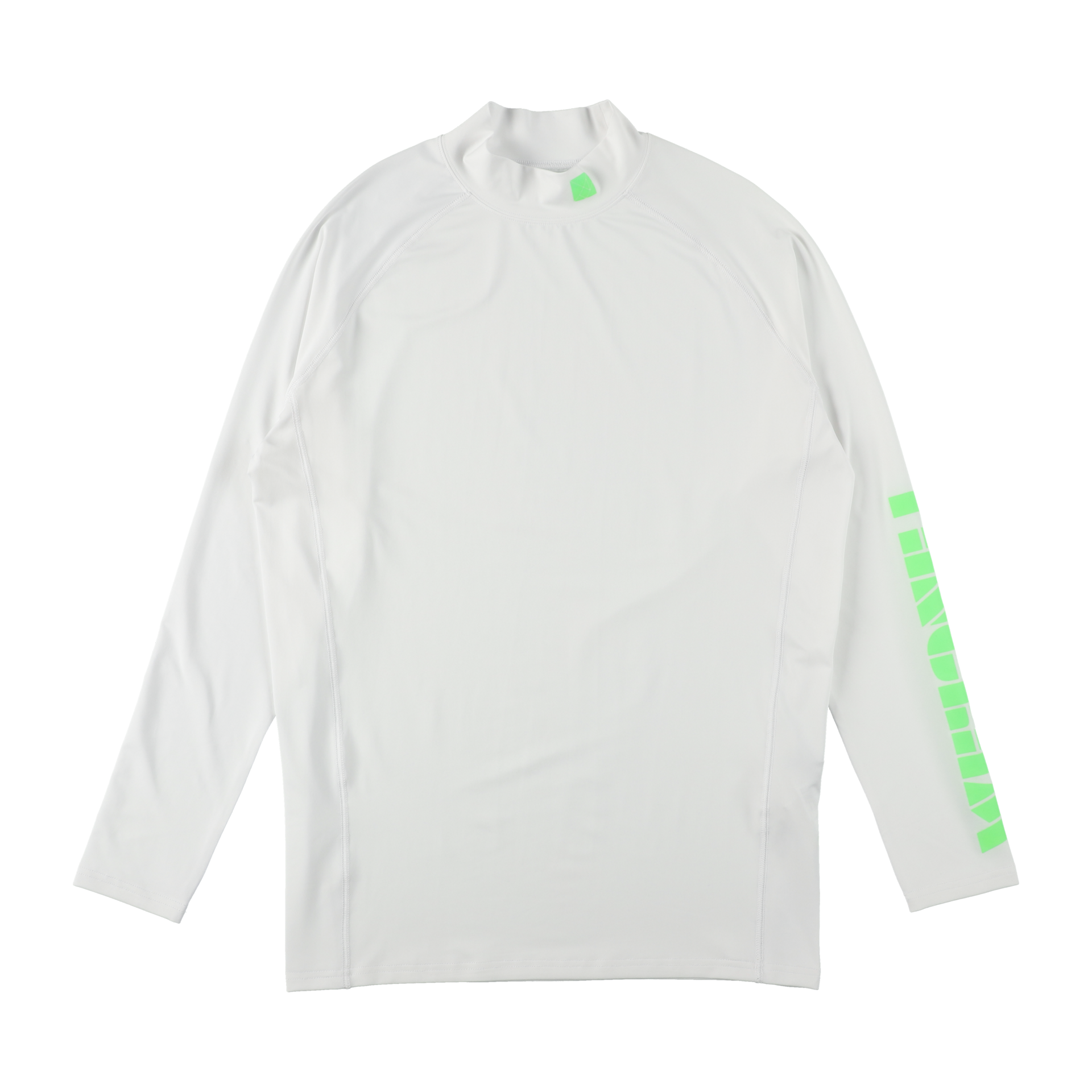 STRETCH FIT NEON LOGO MOCKNECK TEE WHITE / FLUORESCENT GREEN TGS