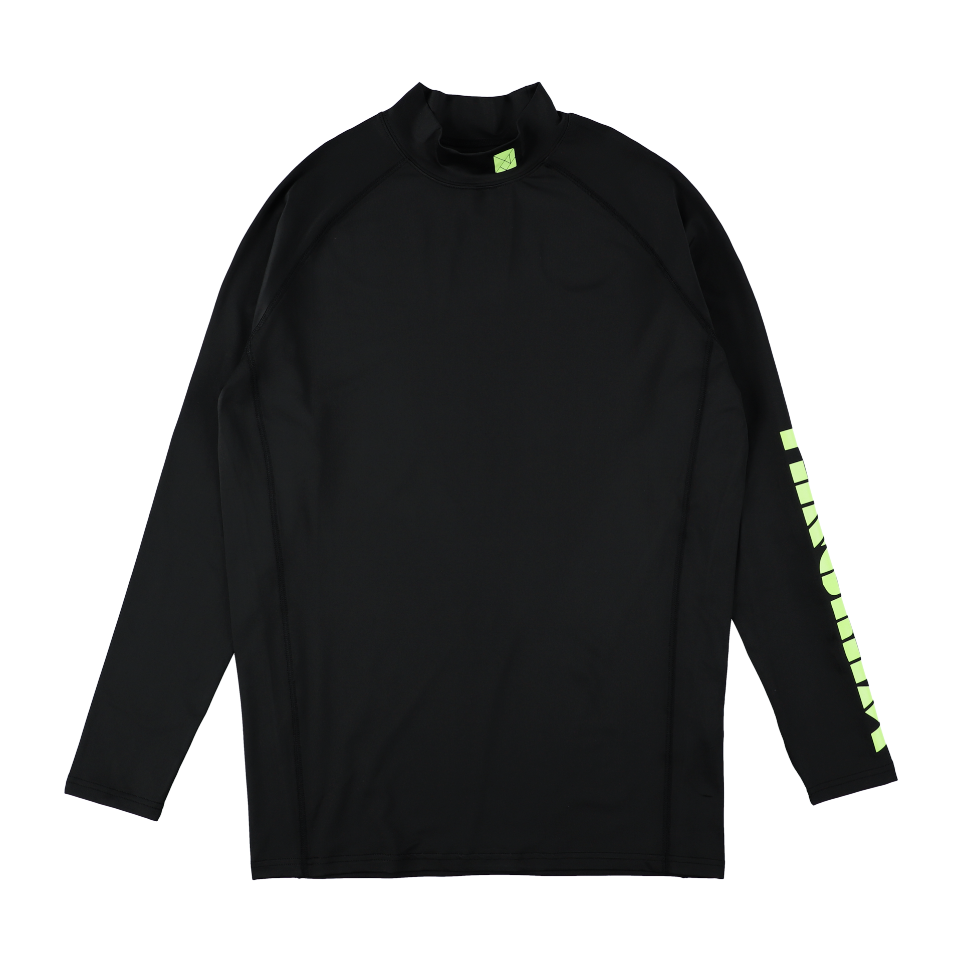 STRETCH FIT NEON LOGO MOCKNECK TEE BLACK / FLUORESCENT YELLOW TGS