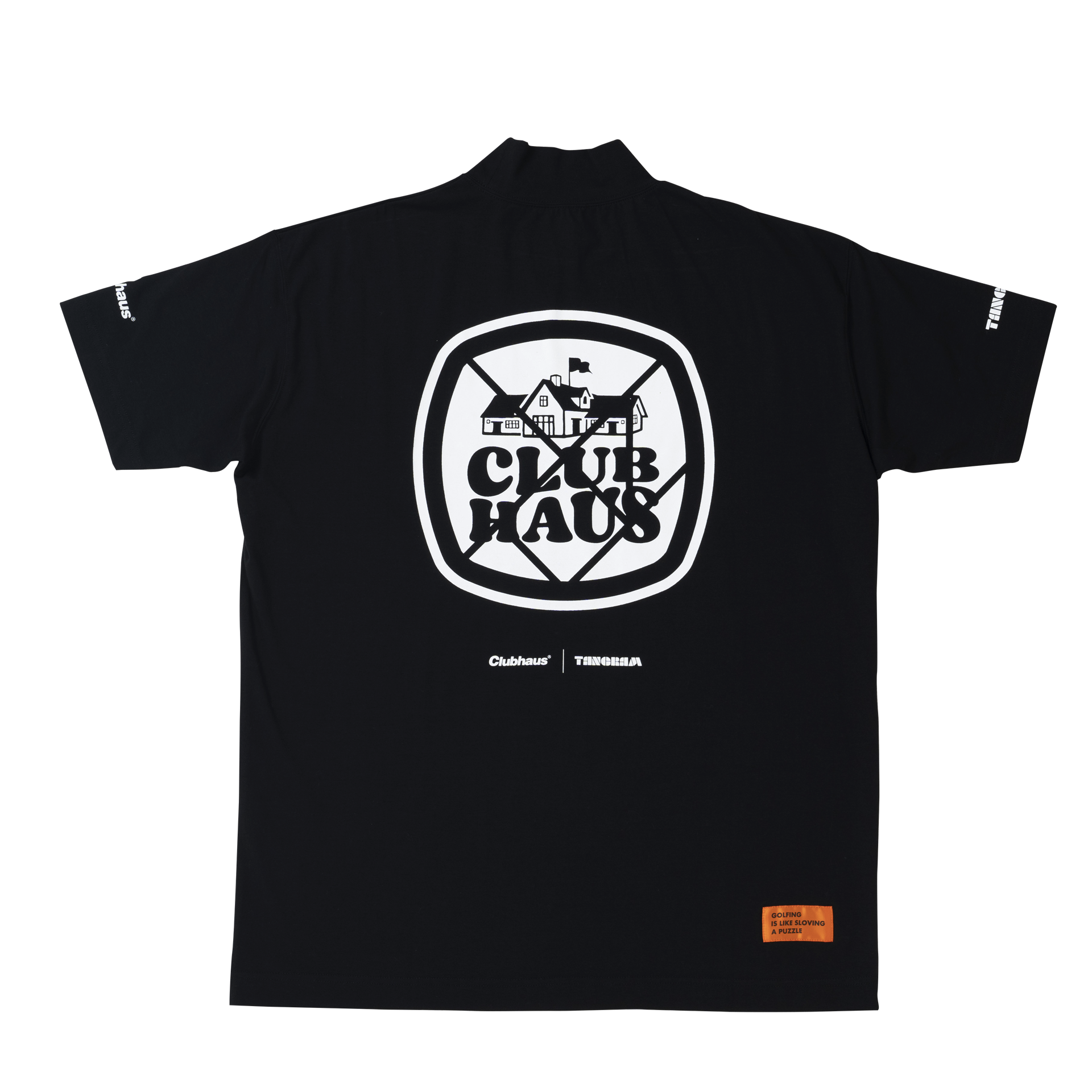 CLUBHAUS × TANGRAM MOCK NECK TEE BLACK TGS-MT38 CLUBHAUS × TANGRAM MOCK NECK TEE BLACK TGS-MT38