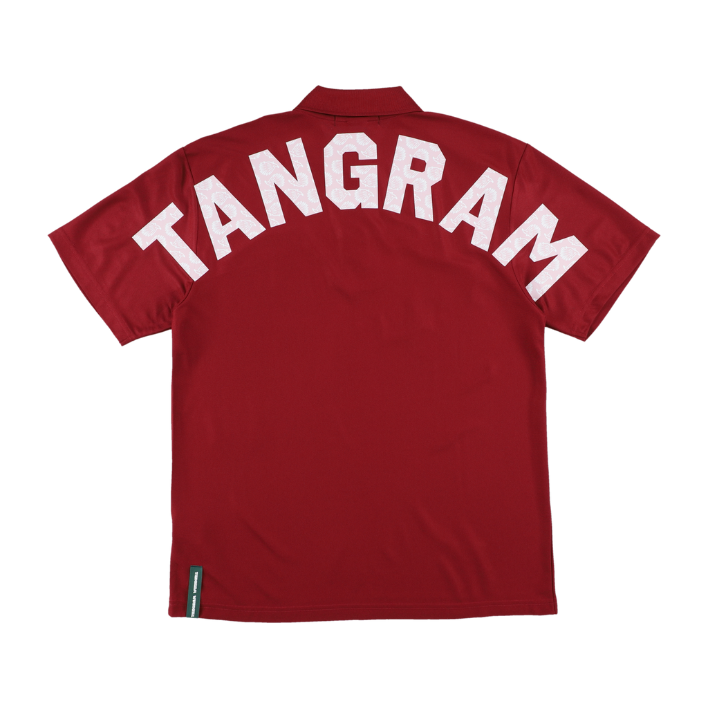Clubhaus × Tangram コラボ ポロシャツ M-L相当 CLUBHAUS × TANGRAM ARCH HEDGEHOG POLO SHIRTS BURGUNDY TGS-MPL41