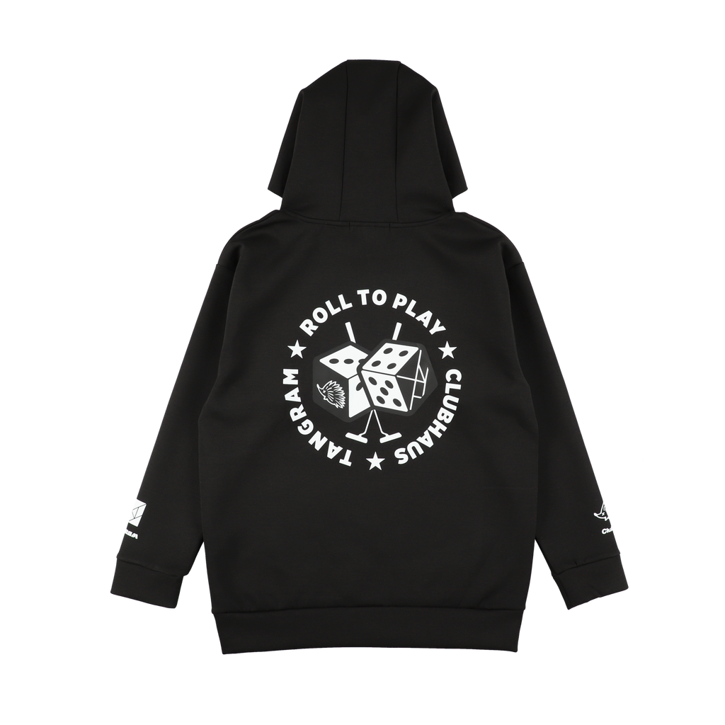 CLUBHAUS × TANGRAM DICE DOUBLE KNIT HOODIE BLACK TGA-MF29