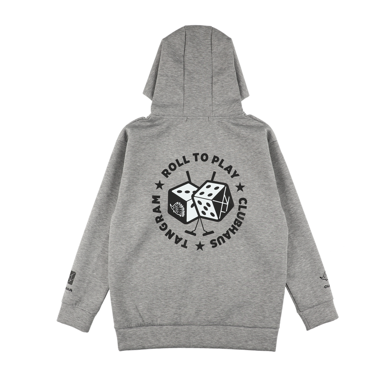 CLUBHAUS × TANGRAM DICE DOUBLE KNIT HOODIE GRAY TGA-MF29