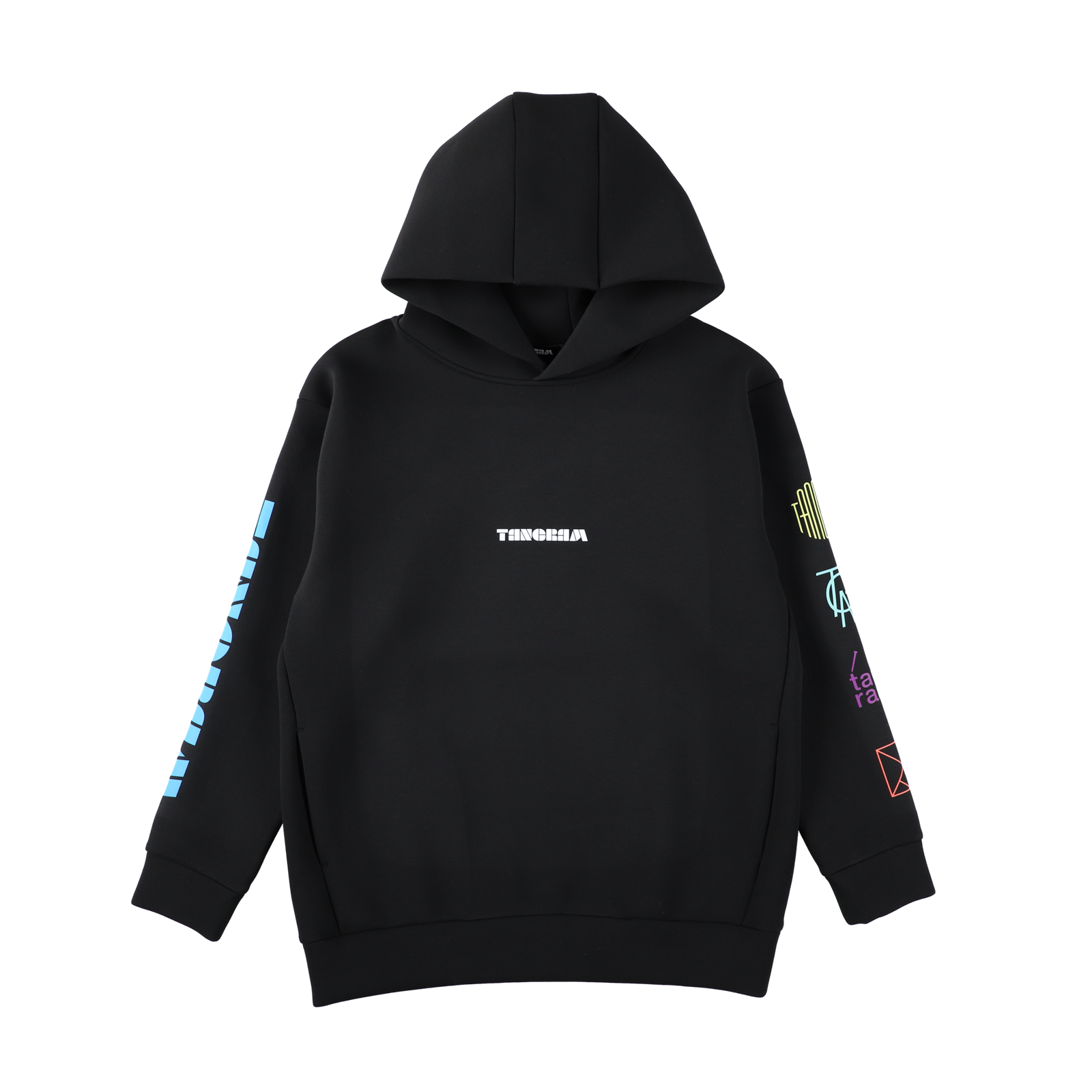 DOUBLE KNIT COLOR LOGO HOODIE BLACK TGA-MF33 – TANGRAM