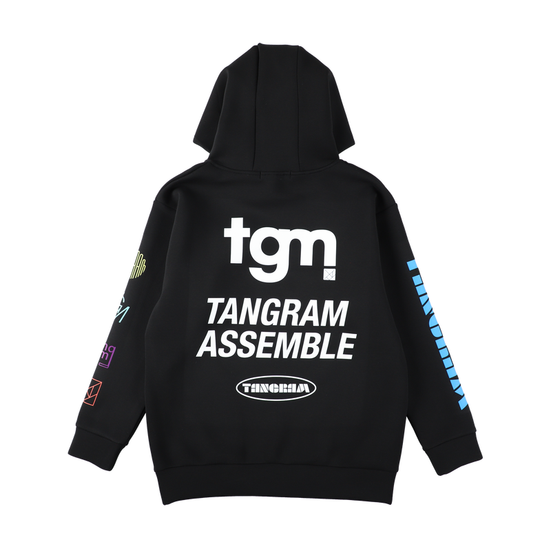 DOUBLE KNIT COLOR LOGO HOODIE BLACK TGA-MF33