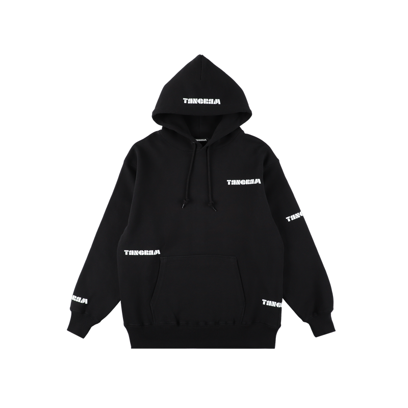 SCATTERED LOGO HEAVY WEIGHT HOODIE BLACK TGA-MF37 – TANGRAM SCATTERED LOGO HEAVY WEIGHT HOODIE BLACK TGA-MF37 – TANGRAM