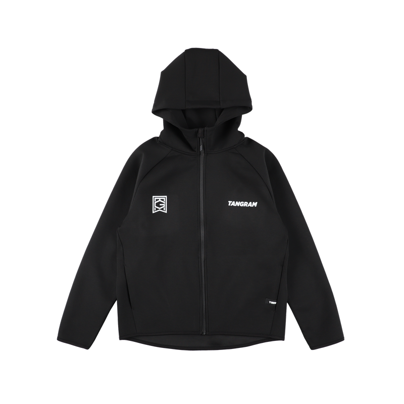 REFLECTOR BACK DOUBLE KNIT FULL ZIP HOODIE BLACK TGA-MF40