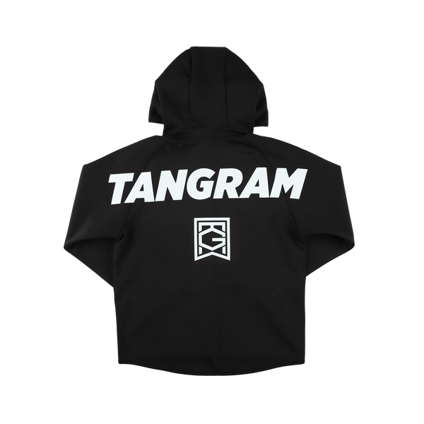 VERTICAL SLANT LOGO DOUBLE KNIT FULL ZIP HOODIE BLACK TGA-MF41