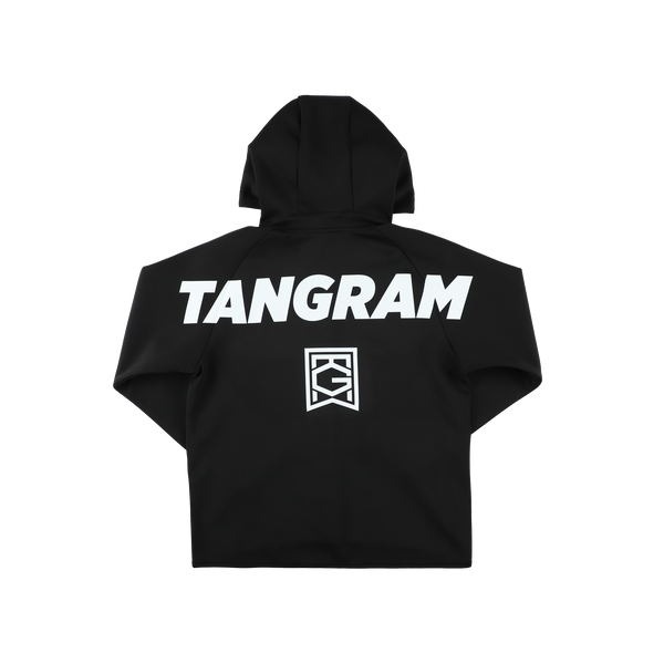 VERTICAL SLANT LOGO DOUBLE KNIT FULL ZIP HOODIE BLACK TGA-MF41