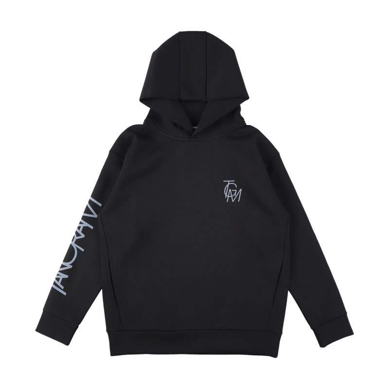 DOUBLE KNIT BIG TSL LOGO HOODIE BLACK TGA-MF44