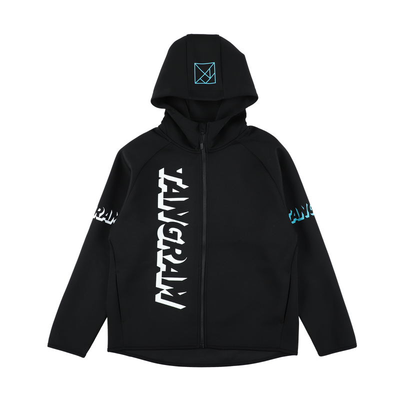 3D LOGO DOUBLE KNIT FULL ZIP HOODIE BLACK TGA-MF51