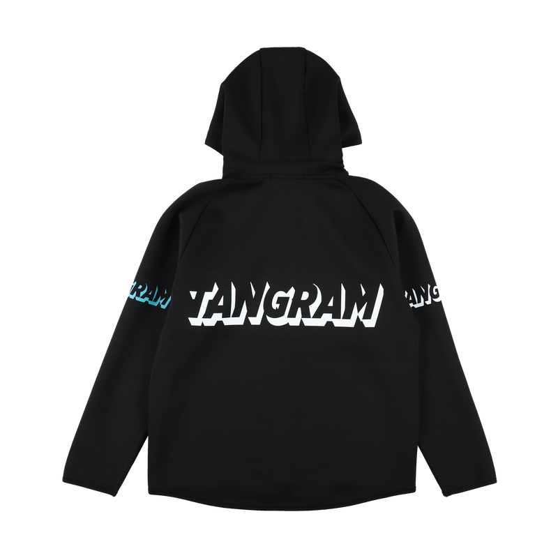 3D LOGO DOUBLE KNIT FULL ZIP HOODIE BLACK TGA-MF51