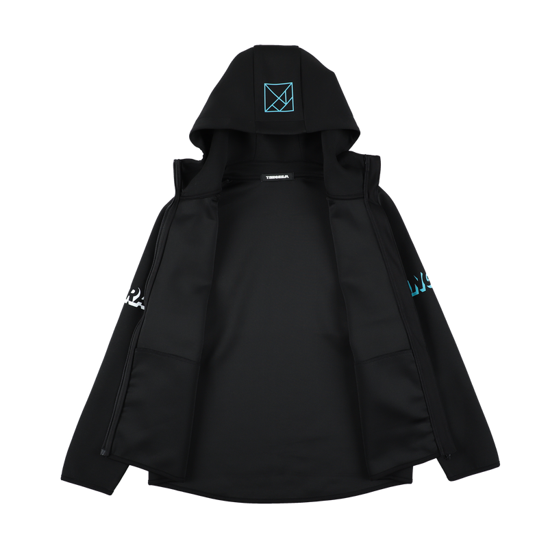 3D LOGO DOUBLE KNIT FULL ZIP HOODIE BLACK TGA-MF51