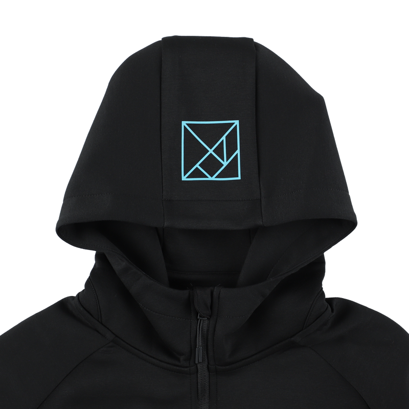 3D LOGO DOUBLE KNIT FULL ZIP HOODIE BLACK TGA-MF51