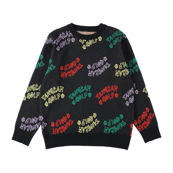 MULTI LOGO JACQUARD KNIT BLACK TGA-MN14