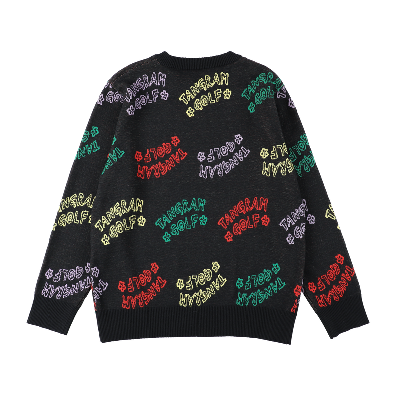 MULTI LOGO JACQUARD KNIT BLACK TGA-MN14