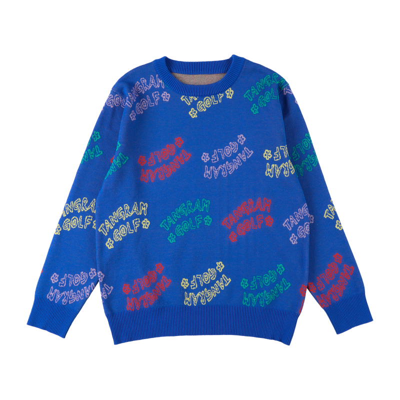 MULTI LOGO JACQUARD KNIT BLUE TGA-MN14