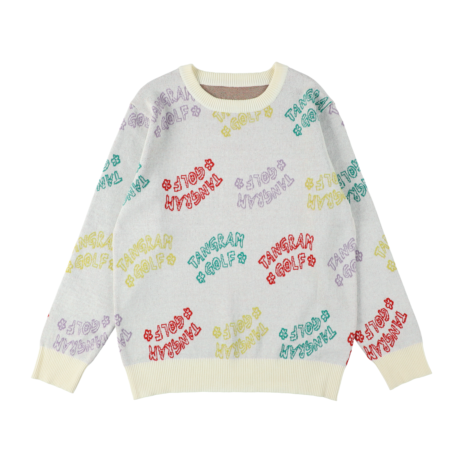 MULTI LOGO JACQUARD KNIT OFF WHITE TGA-MN14 – TANGRAM