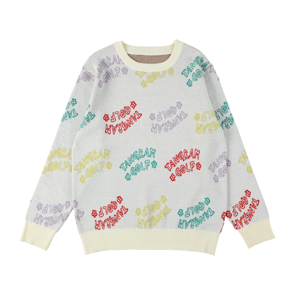 MULTI LOGO JACQUARD KNIT OFF WHITE TGA-MN14