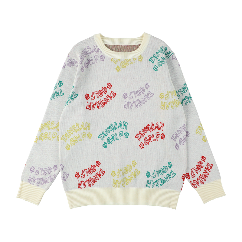 MULTI LOGO JACQUARD KNIT OFF WHITE TGA-MN14