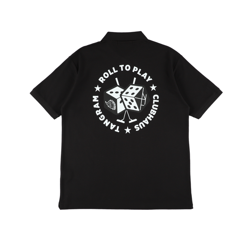 専用 clubhaus tangram コラボポロシャツ CLUBHAUS × TANGRAM DICE POLO SHIRTS BLACK TGA-MPL84