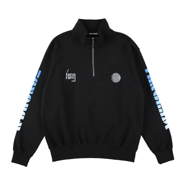 GRADATION LOGO HALF ZIP SWEAT BLACK TGA-MT135