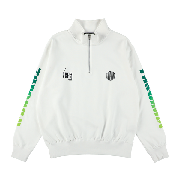 GRADATION LOGO HALF ZIP SWEAT WHITE TGA-MT135