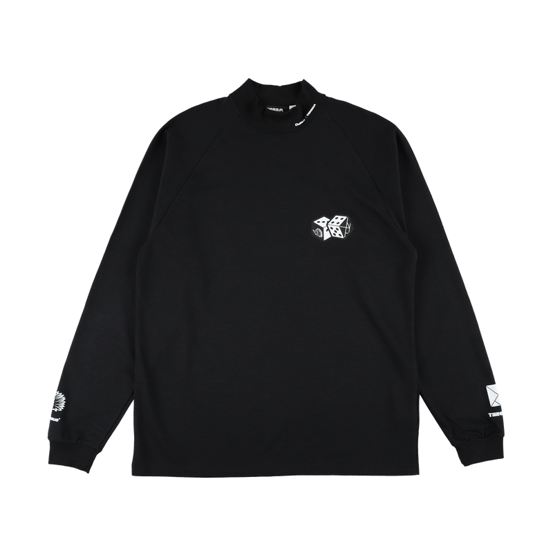 CLUBHAUS × TANGRAM DICE AIR MOCKNECK TEE BLACK TGA-MT143