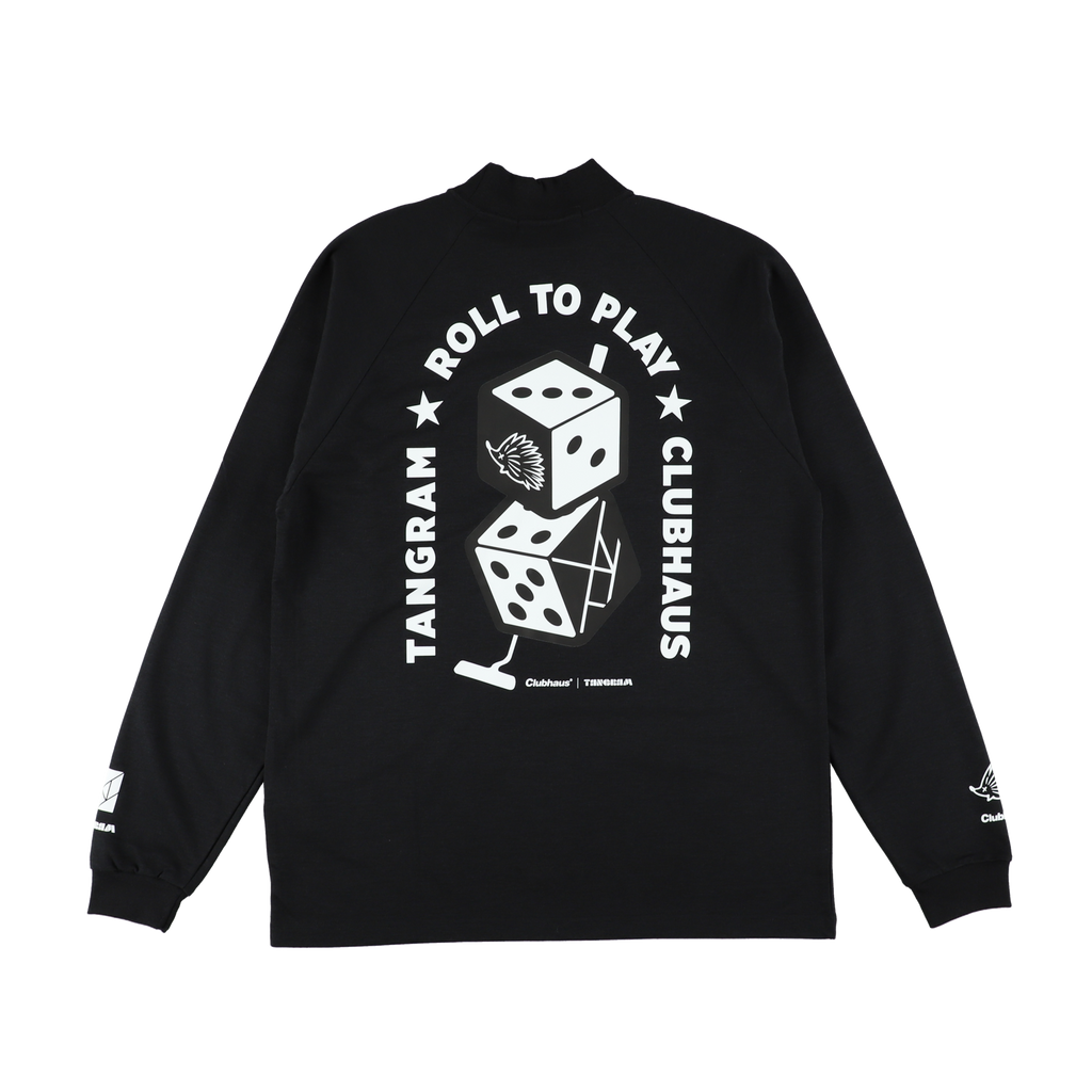 新品CLUBHAUS×TANGRAM モックネックTEE ブラック サイズL CLUBHAUS × TANGRAM DICE AIR MOCKNECK TEE BLACK TGA-MT143