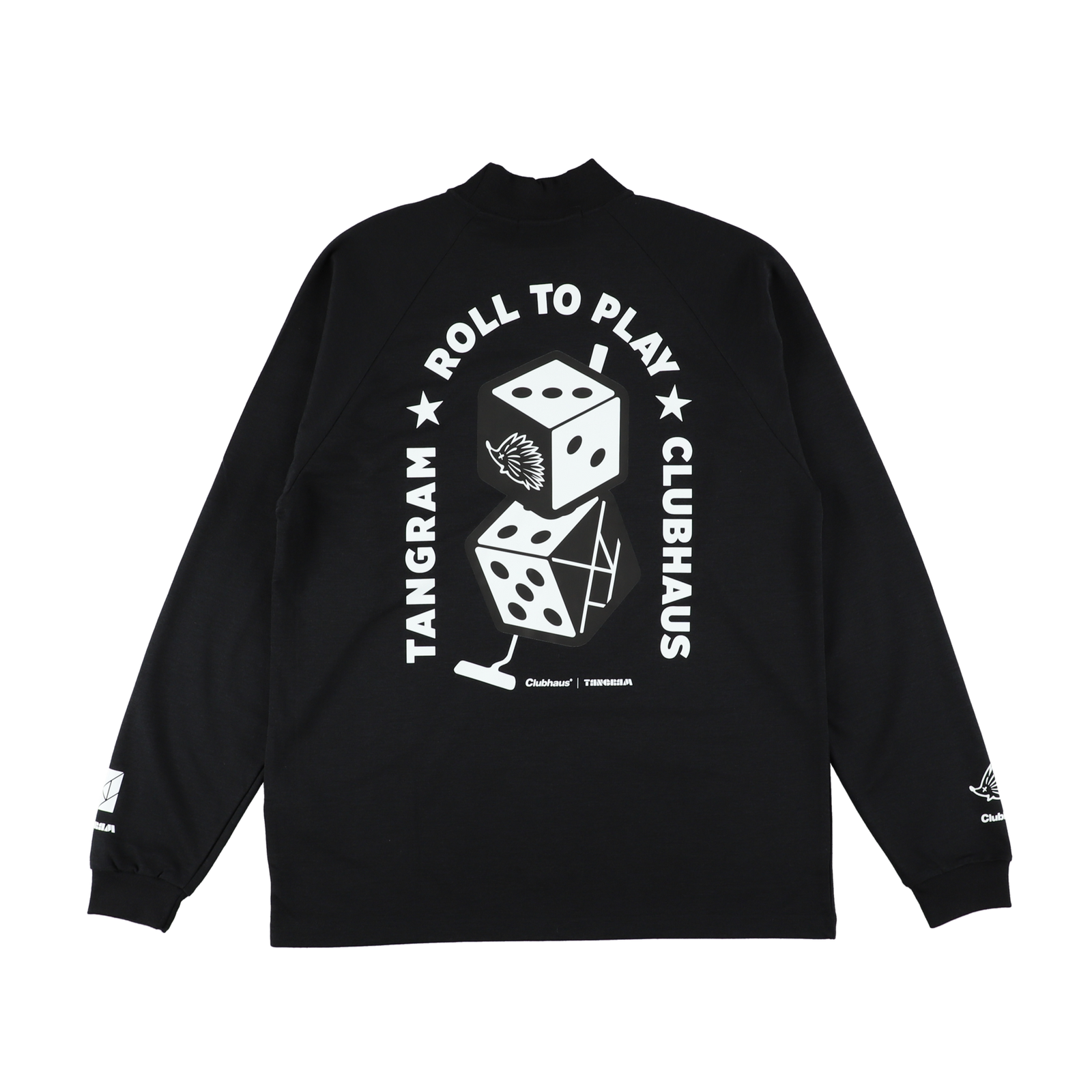 clubhaus × TANGRAM コラボモックネック CLUBHAUS × TANGRAM DICE AIR MOCKNECK TEE BLACK TGA-MT143