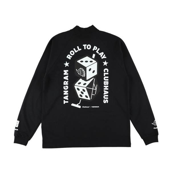 CLUBHAUS × TANGRAM DICE AIR MOCKNECK TEE BLACK TGA-MT143 CLUBHAUS × TANGRAM DICE AIR MOCKNECK TEE BLACK TGA-MT143