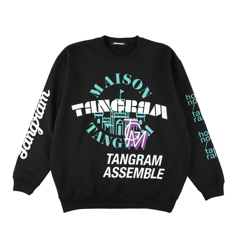 LAYER LOGO SWEAT CREW BLACK TGA-MT144