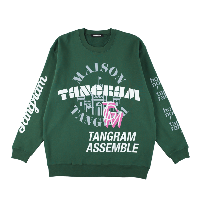 LAYER LOGO SWEAT CREW GREEN TGA-MT144