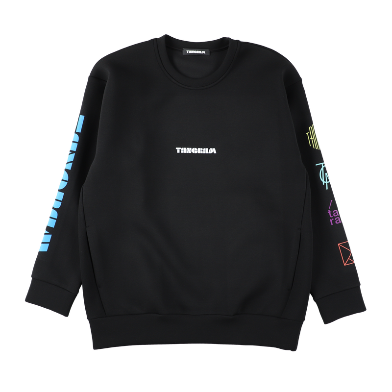 DOUBLE KNIT COLOR LOGO CREW BLACK TGA-MT147