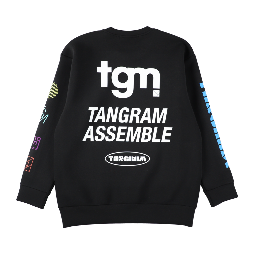 DOUBLE KNIT COLOR LOGO CREW BLACK TGA-MT147 – TANGRAM