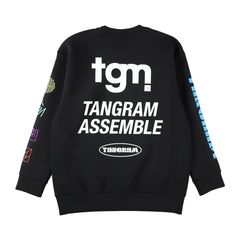 DOUBLE KNIT COLOR LOGO CREW BLACK TGA-MT147