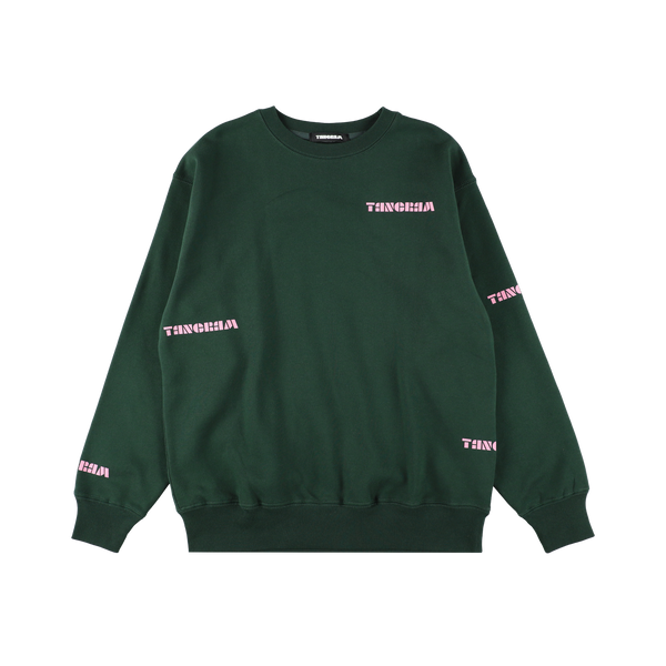 SCATTERED LOGO HEAVY WEIGHT CREW GREEN TGA-MT149