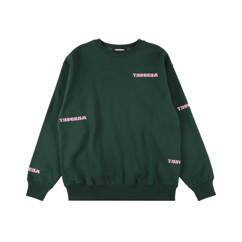 SCATTERED LOGO HEAVY WEIGHT CREW GREEN TGA-MT149