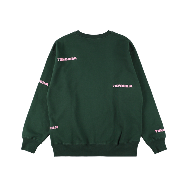 SCATTERED LOGO HEAVY WEIGHT CREW GREEN TGA-MT149