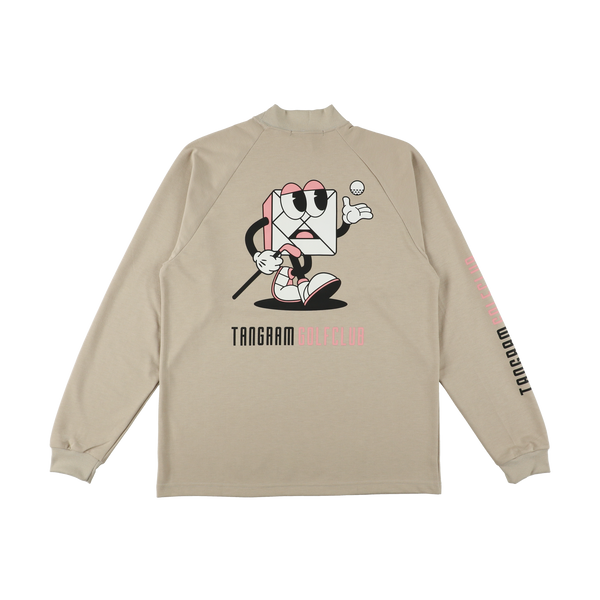 GOLF CLUB PUZZLE CHARACTER AIR MOCKNECK TEE GRAY TGA-MT169 GOLF CLUB PUZZLE CHARACTER AIR MOCKNECK TEE GRAY TGA-MT169