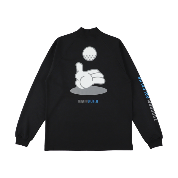 GOLF CLUB HAND ILLUST AIR MOCKNECK TEE BLACK TGA-MT170
