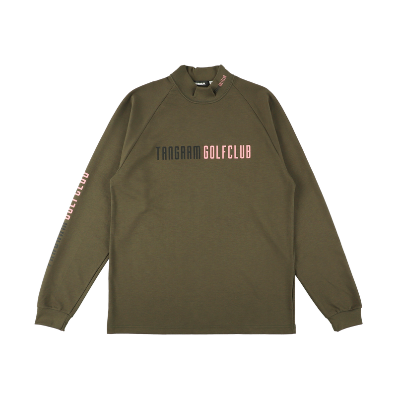 GOLF CLUB HAND ILLUST AIR MOCKNECK TEE KHAKI TGA-MT170