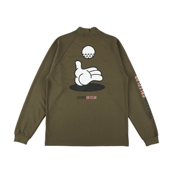 GOLF CLUB HAND ILLUST AIR MOCKNECK TEE KHAKI TGA-MT170