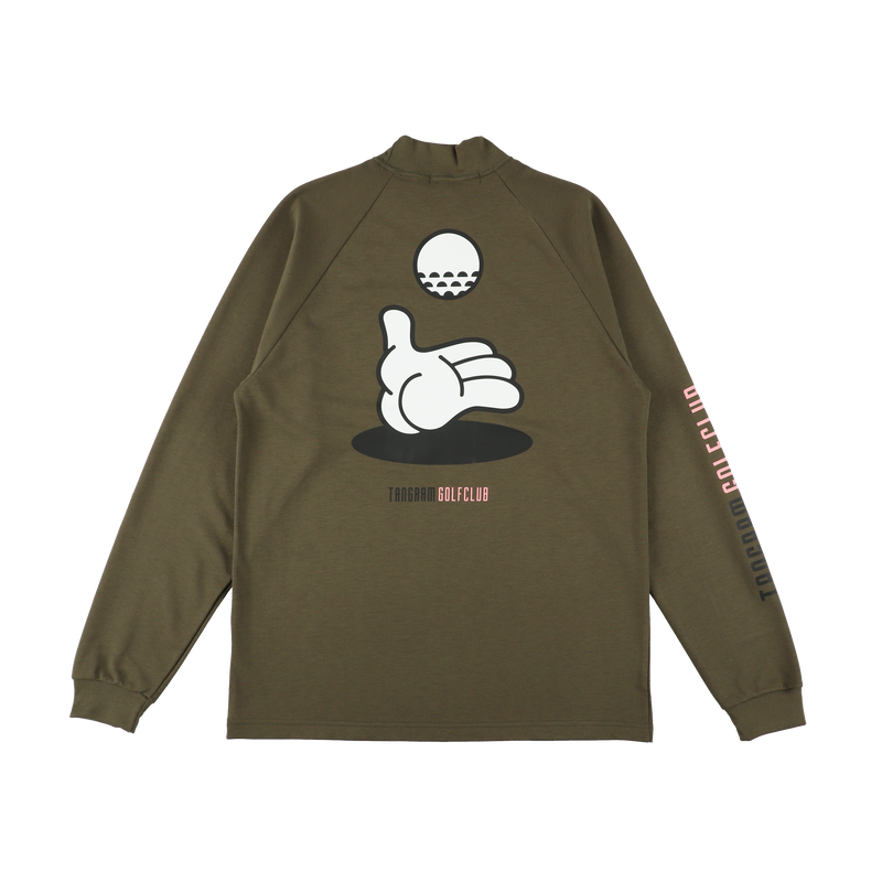 GOLF CLUB HAND ILLUST AIR MOCKNECK TEE KHAKI TGA-MT170