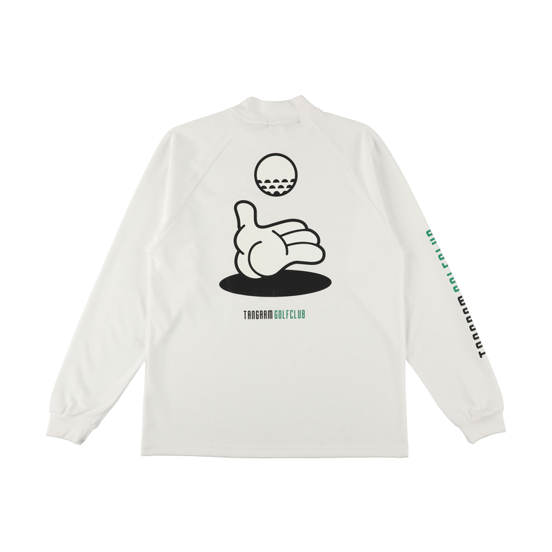 GOLF CLUB HAND ILLUST AIR MOCKNECK TEE WHITE TGA-MT170