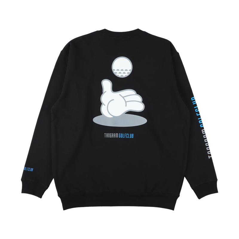 GOLF CLUB HAND ILLUST SWEAT CREW BLACK TGA-MT175