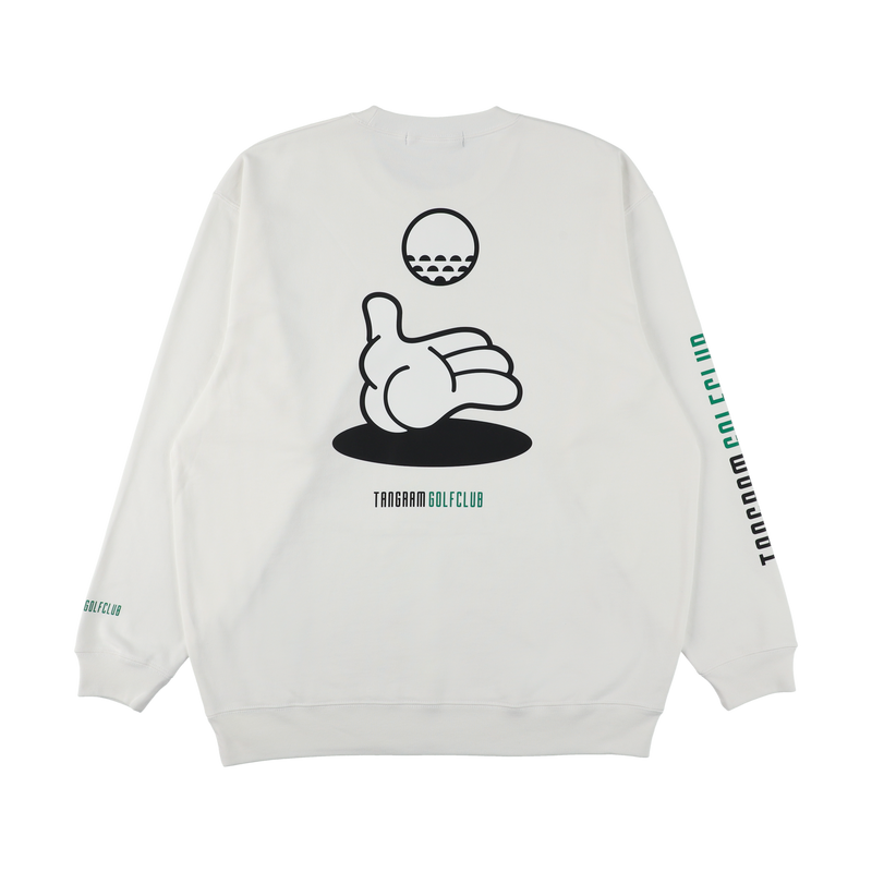 GOLF CLUB HAND ILLUST SWEAT CREW WHITE TGA-MT175